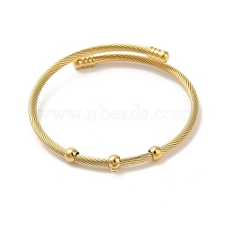 Ion Plating(IP) 304 Stainless Steel Twisted Bangle Makings, with Loop, Real 18K Gold Plated, Inner Diameter: 2-1/8 inch(5.4cm)(BJEW-L682-031G)