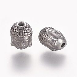 Stainless Steel Beads, Buddha, Stainless Steel Color, 10.5x8x8mm, Hole: 2mm(STAS-P201-01P)