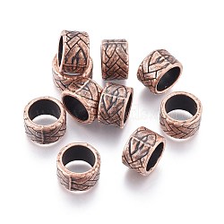 Tibetan Style Alloy Beads, Large Hole Beads, Column, Red Copper, 13x8mm, Hole: 10mm(PALLOY-J707-13R)