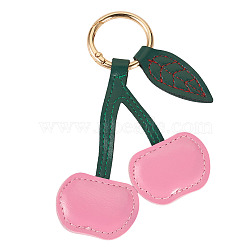 1Pc PU Leather Alloy Keychains, Light Golden, Cherry, Pearl Pink, 110mm(KEYC-TA0001-46B)