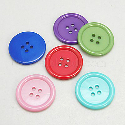 Resin Buttons, Dyed, Flat Round, Mixed Color, 23x3mm, Hole: 2mm, 195pcs/bag(RESI-D030-23mm-M)