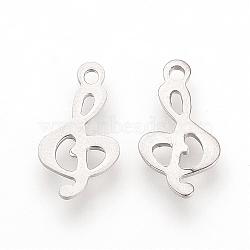 201 Stainless Steel Pendants, 
Musical Note, Stainless Steel Color, 15x8x1mm, Hole: 1.5mm(STAS-S057-18)