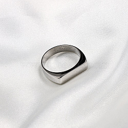 Rectangle Stainless Steel Finger Rings for Men, Stainless Steel Color, US Size 8(18.1mm)(FS-WGDBD74-06)