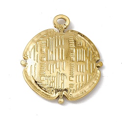 Vacuum Plating 304 Stainless Steel Pendants, Flat Round Charms, Textured, Golden, 23.5x21x3mm, Hole: 1.5mm(STAS-G278-16G)