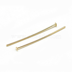 Brass Flat Head Pins, Real 18K Gold Plated, 50x0.8mm, Head: 2mm(X-KK-T032-093G)