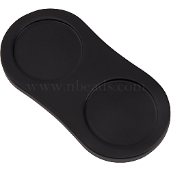 Wood Pepper Grinder Holder, Oval Salt & Pepper Mill Tray, Black, 81x160x11.5mm, Inner Diameter: 56.67mm(WD-XCP0001-04)