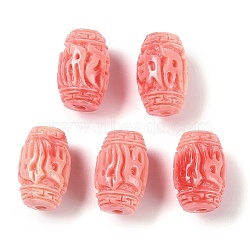 Synthetic Shell Dyed Carved Beads, Column, Light Coral, 13x8.5mm, Hole: 1.6mm(SHEL-H005-01)