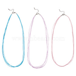 6Pcs 3 Colors 1MM Polyester&Cotton Waxed Cord 5-Strand Necklace Making, with Brass Findings and 304 Stainless Steel Lobster Claw Clasps, Platinum & Stainless Steel Color, Mixed Color, 18.90 inch(48cm), 2pcs/color(MAK-TA0001-36A)