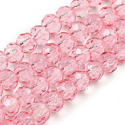 Transparent Baking Paint Glass Beads Strands, Faceted, Rondelle, Light Coral, 4~4.5x3.5mm, Hole: 1mm, about 125pcs/strand, 15.94''(40.5cm)(DGLA-A034-T4mm-D08)