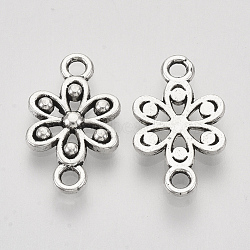 Tibetan Style Alloy Links connectors, Flower, Cadmium Free & Lead Free, Antique Silver, 17.5x10x2mm, Hole: 1.8mm, about 890pcs/1000g(TIBEP-S319-031AS-RS)