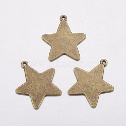 Tibetan Style Alloy Stamping Blank Tag Pendants, Lead Free and Cadmium Free, Star, Antique Bronze, 28x26x1mm, Hole: 1.5mm(EA085Y-AB)