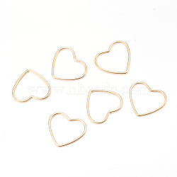 Brass Linking Rings, Heart, Real 18K Gold Plated, 42x50x1mm(X-KK-R037-207-G)