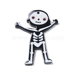 Halloween Opaque Acrylic Pendant, Skeleton, 40x30x2.5mm, Hole: 1.5mm(MACR-K330-39B)