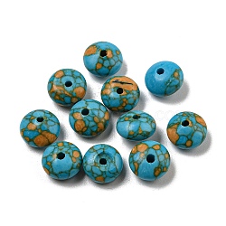 Dyed Synthetic Turquoise Beads, Rondelle, Turquoise, 8x4mm, Hole: 1mm(G-B070-41B)