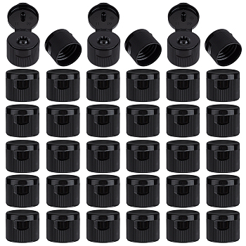 Plastic Flip Bottle Caps, Cosmetics Lotion Bottle Caps, Column, Black, 30.5x25mm, Hole: 4.5mm