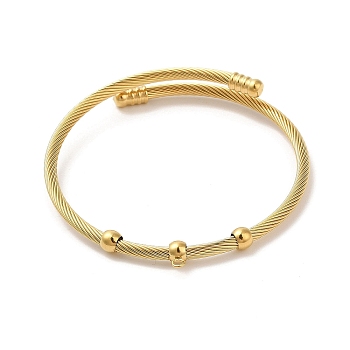 Ion Plating(IP) 304 Stainless Steel Twisted Bangle Makings, with Loop, Real 18K Gold Plated, Inner Diameter: 2-1/8 inch(5.4cm)