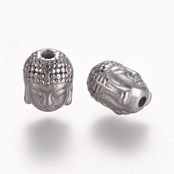 Stainless Steel Beads, Buddha, Stainless Steel Color, 10.5x8x8mm, Hole: 2mm