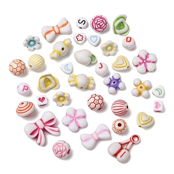 Plastic Beads, Craft Beads, Mixed Shapes, Mixed Color, 7~20x7~20x3~12mm, Hole: 1.5~3.5mm, about 1110pcs/500g