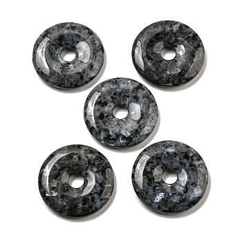 Natural Larvikite Pendants, Donut/Pi Disc Charms, 50x6.5~7.5mm, Hole: 10mm