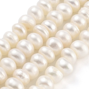 Natural Cultured Freshwater Pearl Beads Strands, Grade A+, Rondelle, PapayaWhip, 6~7mm, Hole: 0.6mm, about 44pcs/strand, 6.89 inch(17.5cm)