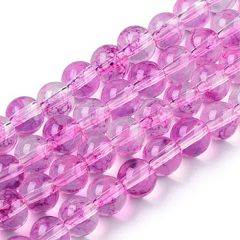 Baking Painted Glass Beads Strands, Imitation Opalite, Round, Violet, 6mm, Hole: 1.3~1.6mm, about 133pcs/strand, 31.4 inch