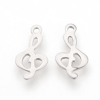 201 Stainless Steel Pendants, 
Musical Note, Stainless Steel Color, 15x8x1mm, Hole: 1.5mm