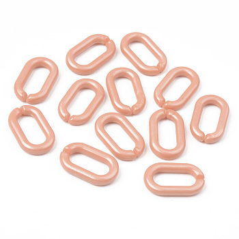 Opaque Acrylic Linking Rings, Quick Link Connectors, For Jewelry Cable Chains Making, Oval, Dark Salmon, 27x16x4mm, Inner Diameter: 19x8mm, about 490pcs/500g