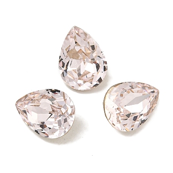 Glass Rhinestone Cabochons, Flat Back & Back Plated, Faceted, Teardrop, Rosaline, 8x6x4mm