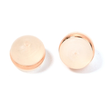 TPE Plastic Ear Nuts, with 316 Surgical Stainless Steel Findings, Earring Backs, Half Round/Dome, Rose Gold, 4x5mm