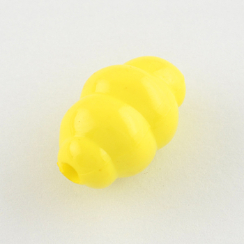Opaque Acrylic Beads, Oval, Yellow, 18x11mm, Hole: 2mm, about 380pcs/500g