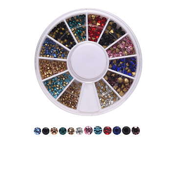 Pointed Back Glass  Rhinestones, For Nail Art Decoration Accessories, Diamond Shape, Mixed Color, 2mm, 3mm
