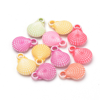 Craft Style Acrylic Pendants, Scallop, Mixed Color, 17.5x13x4mm, Hole: 2.5mm, about 950pcs/500g