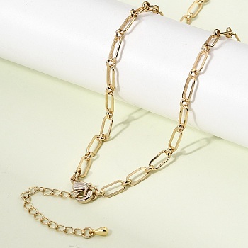 Brass Mixed Link Chain Necklaces, Rack Plating, Long-Lasting Plated, Cadmium Free & Lead Free, Real 18K Gold Plated, 31.89 inch(81cm)