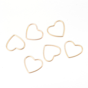 Brass Linking Rings, Heart, Real 18K Gold Plated, 42x50x1mm