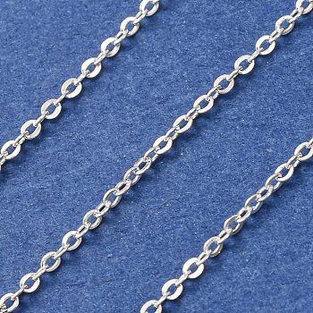 304 Stainless Steel Cable Chains, Soldered, with Spool, Silver, 1.5x1.2x0.1mm