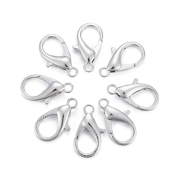 Platinum Plated Zinc Alloy Lobster Claw Clasps, Parrot Trigger Clasps, Cadmium Free & Nickel Free & Lead Free, 21x12mm, Hole: 2mm