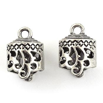 Tibetan Style Alloy Cord Ends, End Caps, Cadmium Free & Lead Free, Antique Silver, 26x18x17mm, Hole: 3.5mm, about 130pcs/1000g, Inner Diameter: 14x15mm