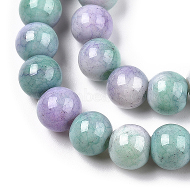 Opaque Crackle Glass Round Beads Strands(X-GLAA-T031-01K)-2