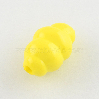 18mm Yellow Oval Acrylic Beads
