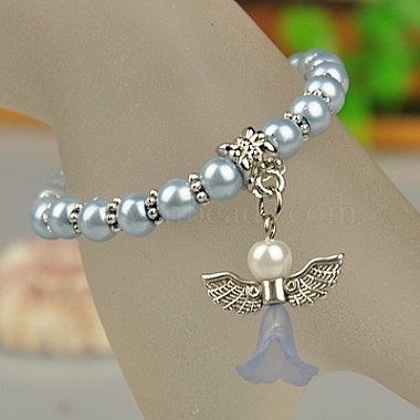 Bracelets d'ange belle avec robe de mariée pour les enfants(BJEW-JB00727-01)-2