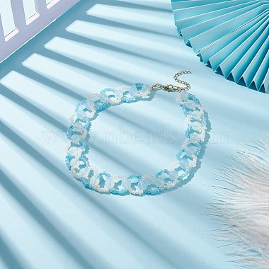 Opale et graine de verre braded anneau wrap colliers de perles pour les femmes(NJEW-JN03946)-2