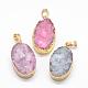 Electroplated Natural & Dyed Druzy Agate Pendants(G-N0167-020)-1