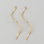 Brass Pendants, Wave, Golden, 52.5x1.5x1.5mm, Hole: 2.5mm(FIND-WH20015-121G)