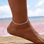 1Pc Bohemia Style Stainless Steel Satellite Chains Anklets, Double Layer Anklets, Platinum, 8-3/8 inch(214mm)(AJEW-LP0007-16P)