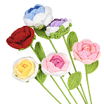 6Pcs 6 Colors Crochet Polyester Artificial Flower, with Plastic Bag, for Wedding Home Decorations, Mixed Color, 375x100x53mm, 1pc/color(AJEW-SC0031-26)