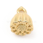 Rack Plating Brass Charms, Long-Lasting Plated, Cadmium Free & Lead Free, Seedpod of the Lotus Charm, Real 18K Gold Plated, 10x8mm, Hole: 1.5mm(KK-K270-20G)