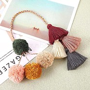 Tassel Boho Pom Pom Handbag Decor, 21 Inch Straw Bag Charms Ornaments For Women, Handmade Decor (Multicolor), Colorful, 540x38mm(JX370B)