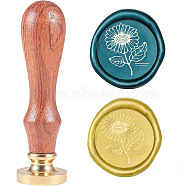 Wax Seal Stamp Set, Sealing Wax Stamp Solid Brass Head,  Wood Handle Retro Brass Stamp Kit Removable, for Envelopes Invitations, Gift Card, Flower Pattern, 83x22mm(AJEW-WH0208-441)