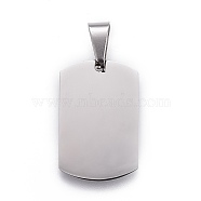 201 Stainless Steel Stamping Blank Tag Pendants, Rectangle, Stainless Steel Color, 28x18x1.5mm, Hole: 5.5x9.5mm(STAS-O044-01-P122)