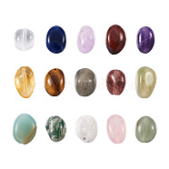 Craftdady 150Pcs 15 Colors Natural Mixed Gemstone Beads, Oval, 8~15x7~12x4~12mm, Hole: 1mm, 10pcs/color(G-CD0001-07)